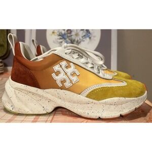 Tory Burch Women Good Luck Trainers Sneakers Shoes Goldfinch Gold Orange Size 5